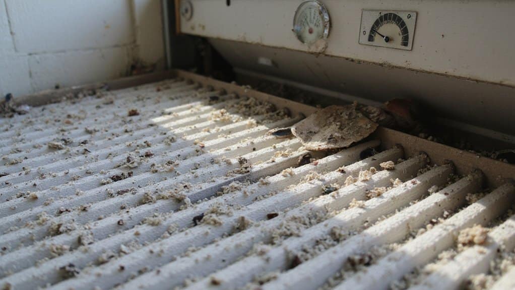Dirty air filter blocking airflow in a home air conditioning system