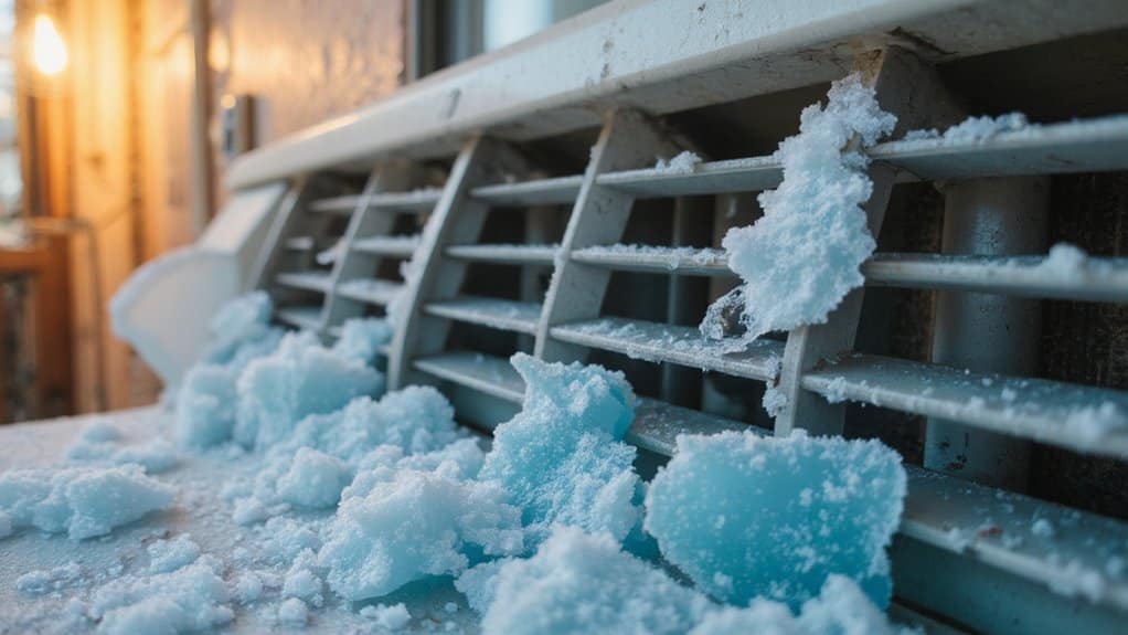 Frozen evaporator coil inside an air conditioner causing cooling problems