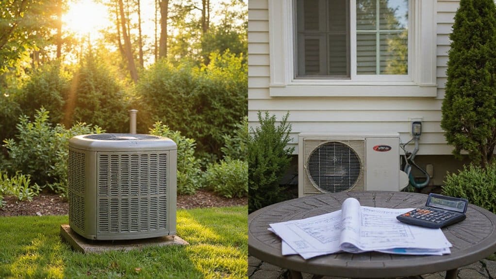 Residential heat pump installation compared to traditional air conditioner setup